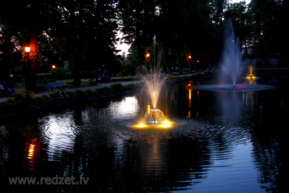 Illuminated Fountains in Maija Park (Cēsis)