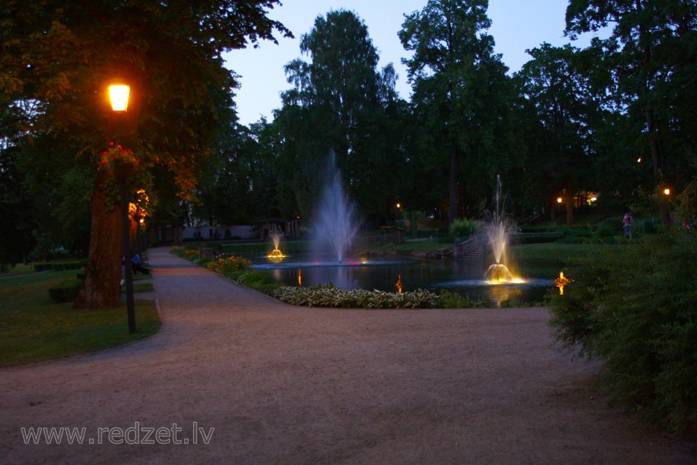 Illuminated Fountains in Maija Park (Cēsis)