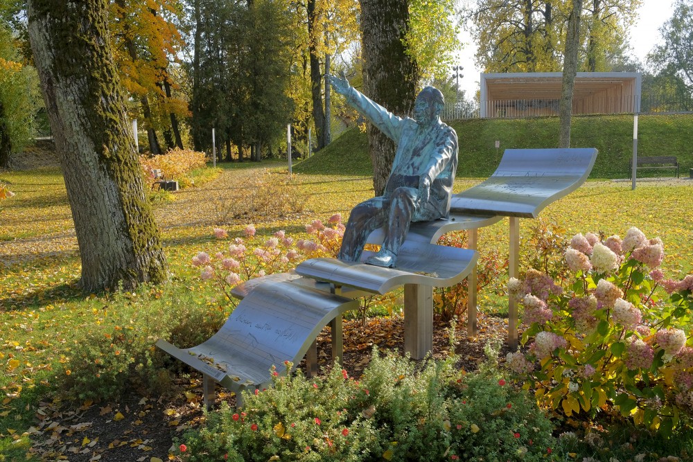 Monument To Ēvalds Siliņš In Rūjiena