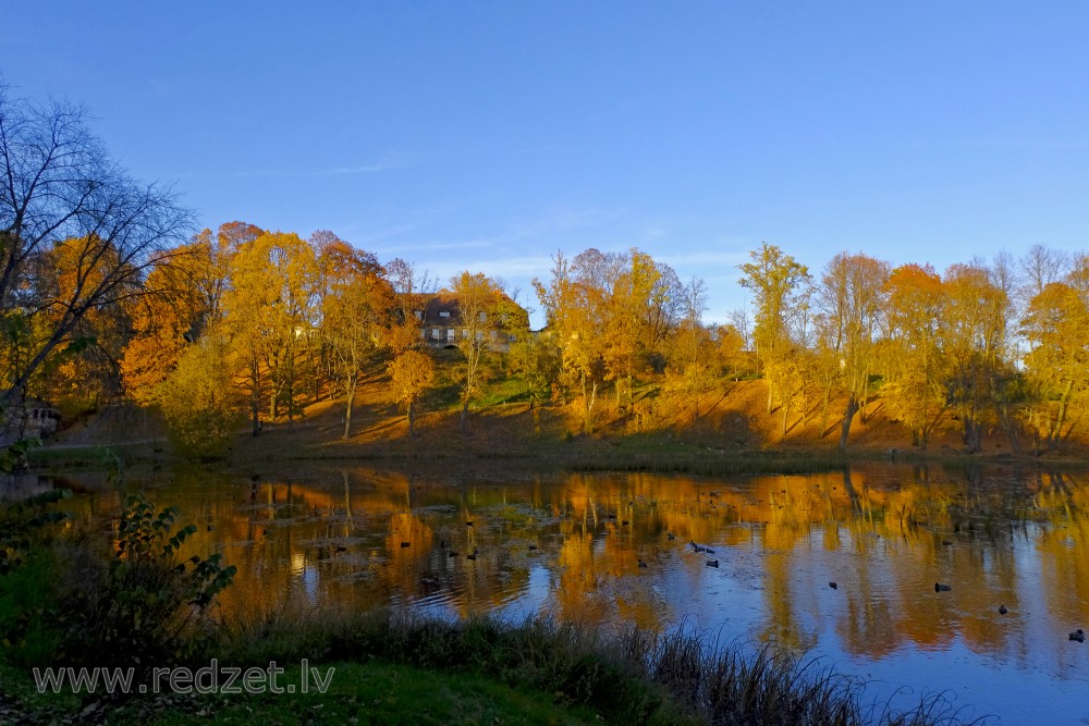 Old Park and Lake Vidusezers, Smiltene, Latvia