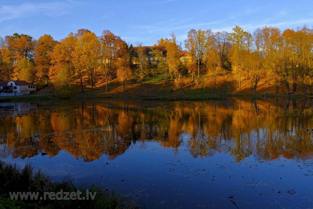 Old Park and Lake Vidusezers, Smiltene, Latvia