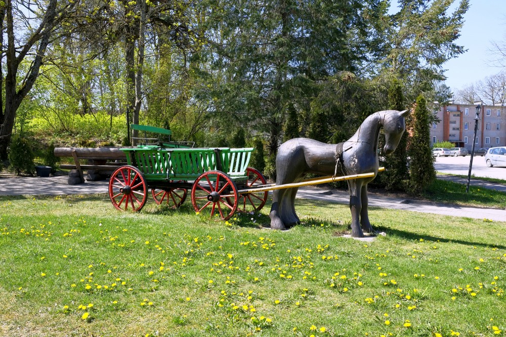 Wooden Horse Sculpture In Rucava